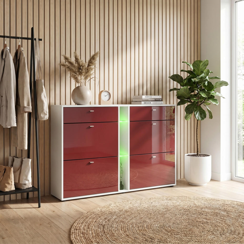 Vladon Schuhschrank, Bordeaux, Holzwerkstoff, 155.5x95x
