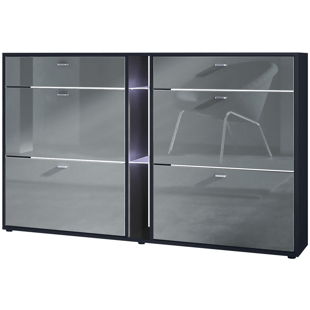 Vladon Schuhschrank, Grau, Holzwerkstoff, 155.5x95x28 c