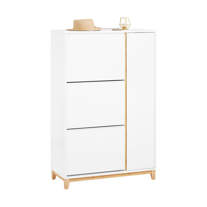 SoBuy Schuhschrank, Weiß, Natur, Holzwerkstoff, Holz, B