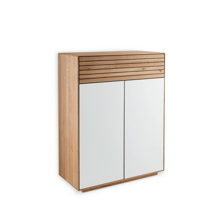 Linea Natura Schuhschrank, Weiß, Eiche, Holz, Glas, Wil