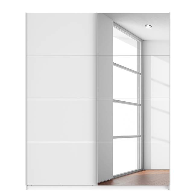 Schwebetürenschrank mit Spiegel 181 x 210cm Weiß