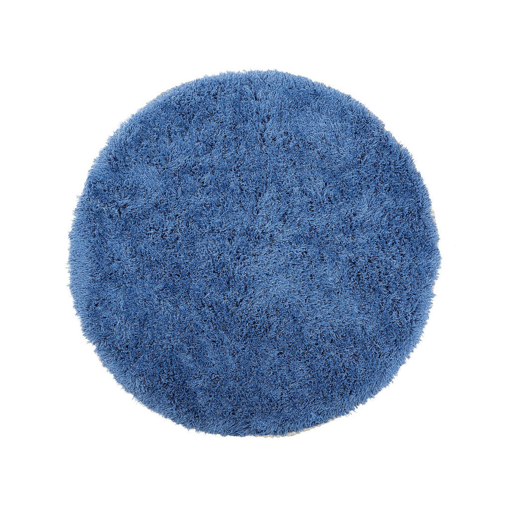 Beliani Shaggy-Teppich, Blau, Kunststoff, Rund, 140x140