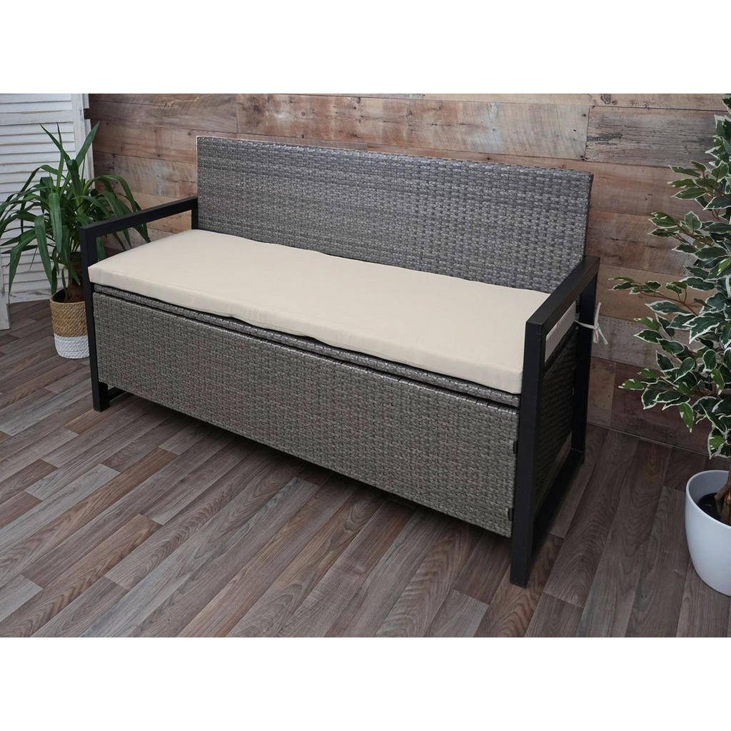 MCW Sitzbank, Grau, Beige, Kunststoff, 164x87x57 cm, Ga