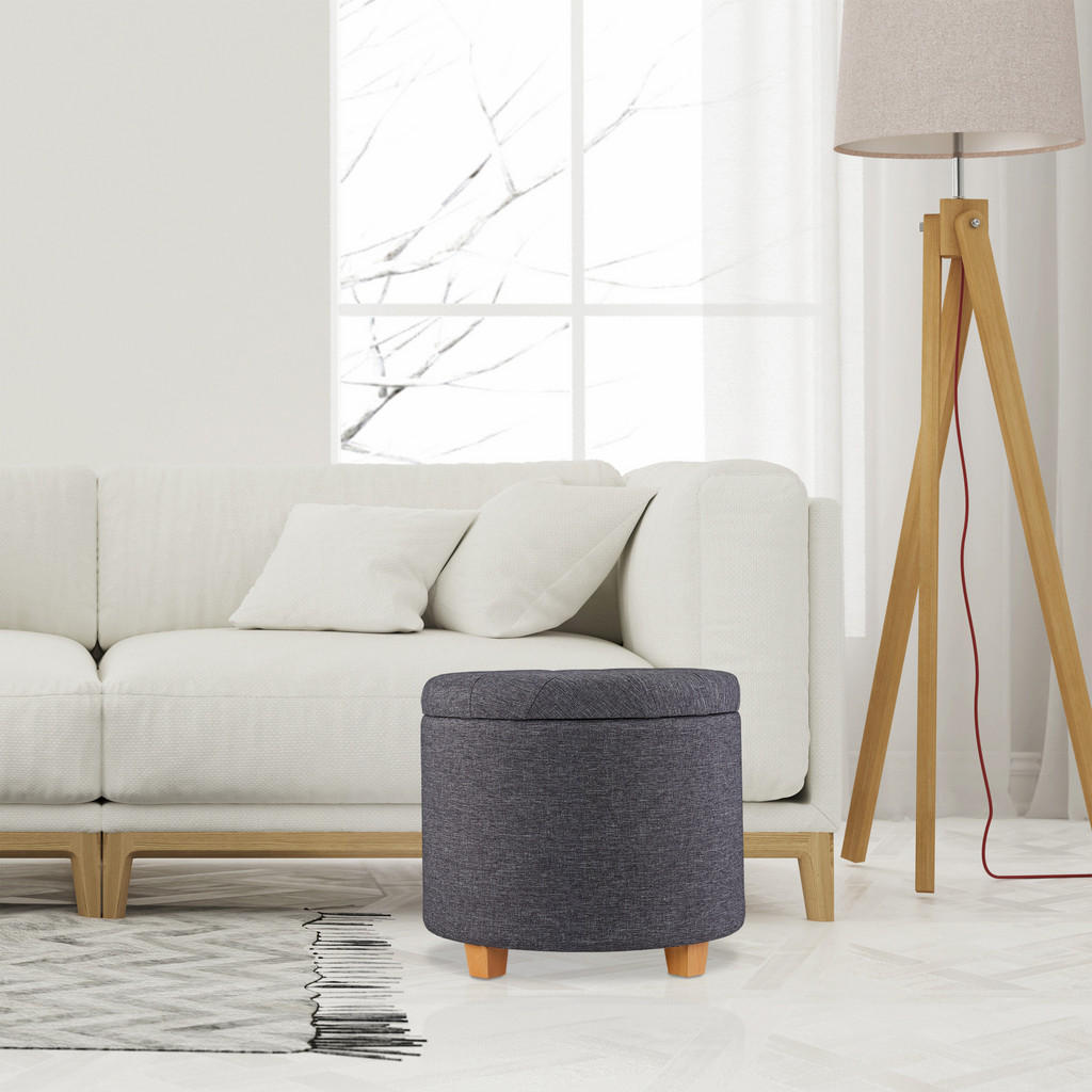 Relaxdays Sitzhocker, Anthrazit, Holzwerkstoff, Holz, T