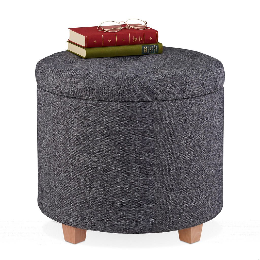Relaxdays Sitzhocker, Anthrazit, Holzwerkstoff, Holz, T