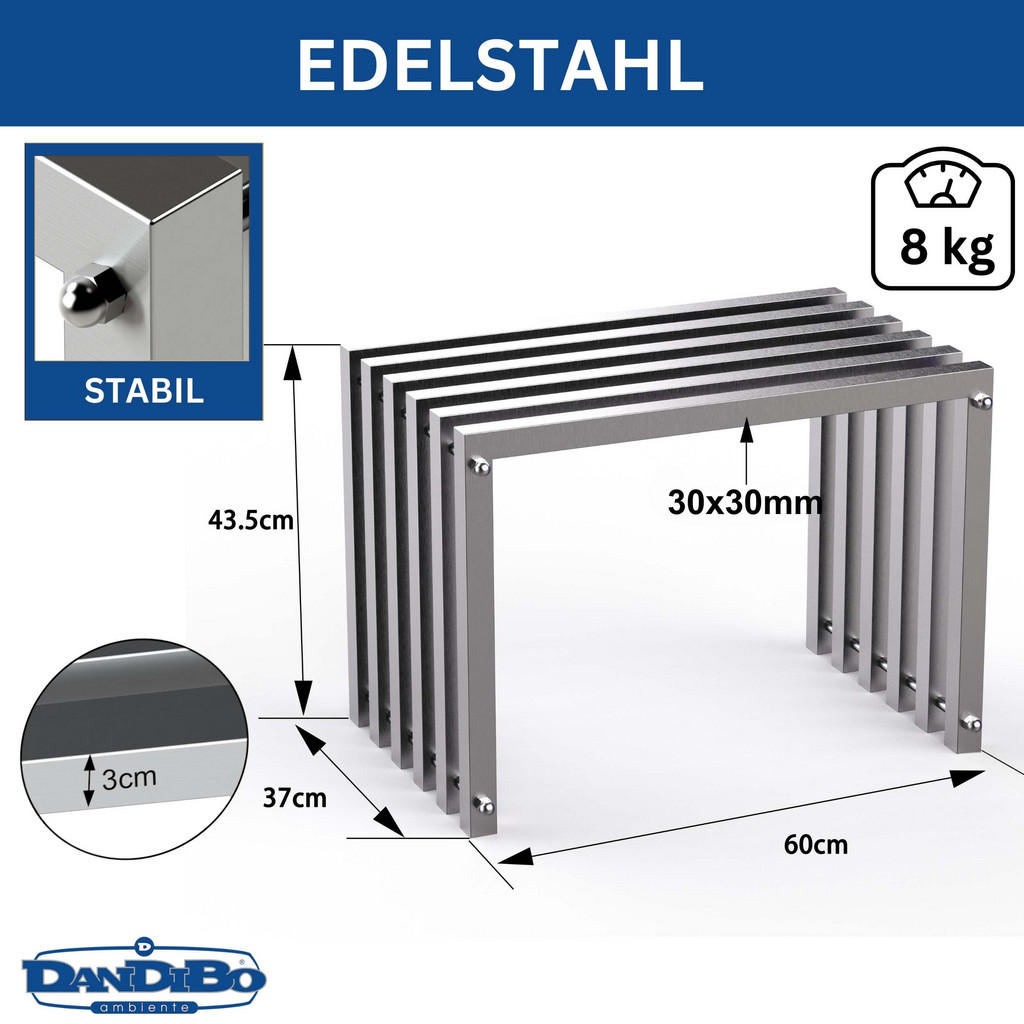 DanDiBo Sitzhocker, Silber, Metall, 60x43.5x37 cm, Gart