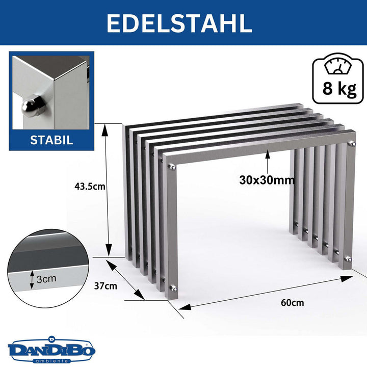 DanDiBo Sitzhocker, Silber, Metall, 60x43.5x37 cm, Gart