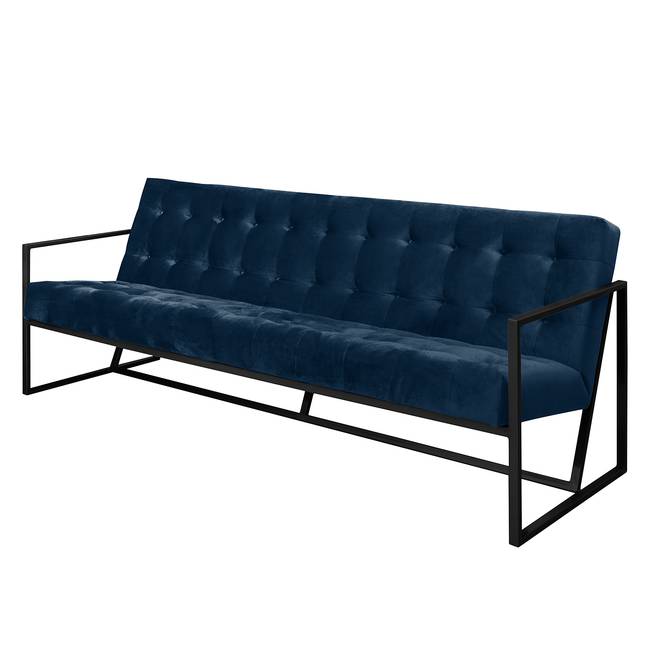 Sofa I Microfaser 3-Sitzer Blau/Marineblau Webstoff 216 x 74 x 86cm Glamour