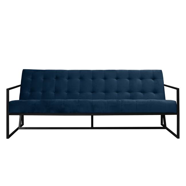 Sofa I Microfaser 3-Sitzer Blau/Marineblau Webstoff 216 x 74 x 86cm Glamour