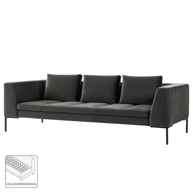 3-Sitzer Sofa Grün/Grau/Rauchgrün Samt Shyla 238 x 81 x 105cm Modern
