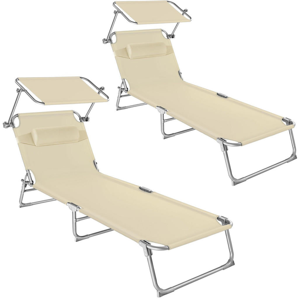tectake Sonnenliege, Beige, Kunststoff, 68x65x190 cm, G