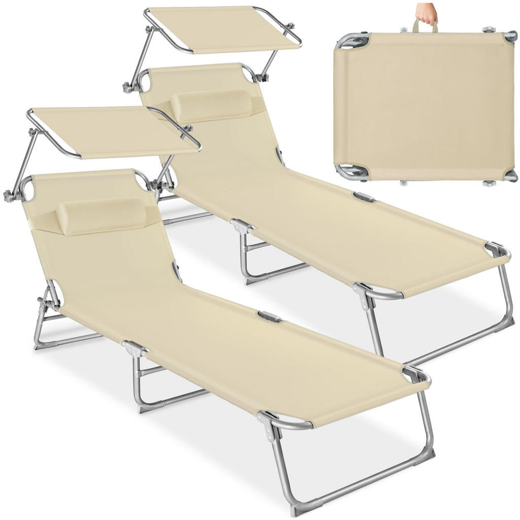 tectake Sonnenliege, Beige, Kunststoff, 68x65x190 cm, G