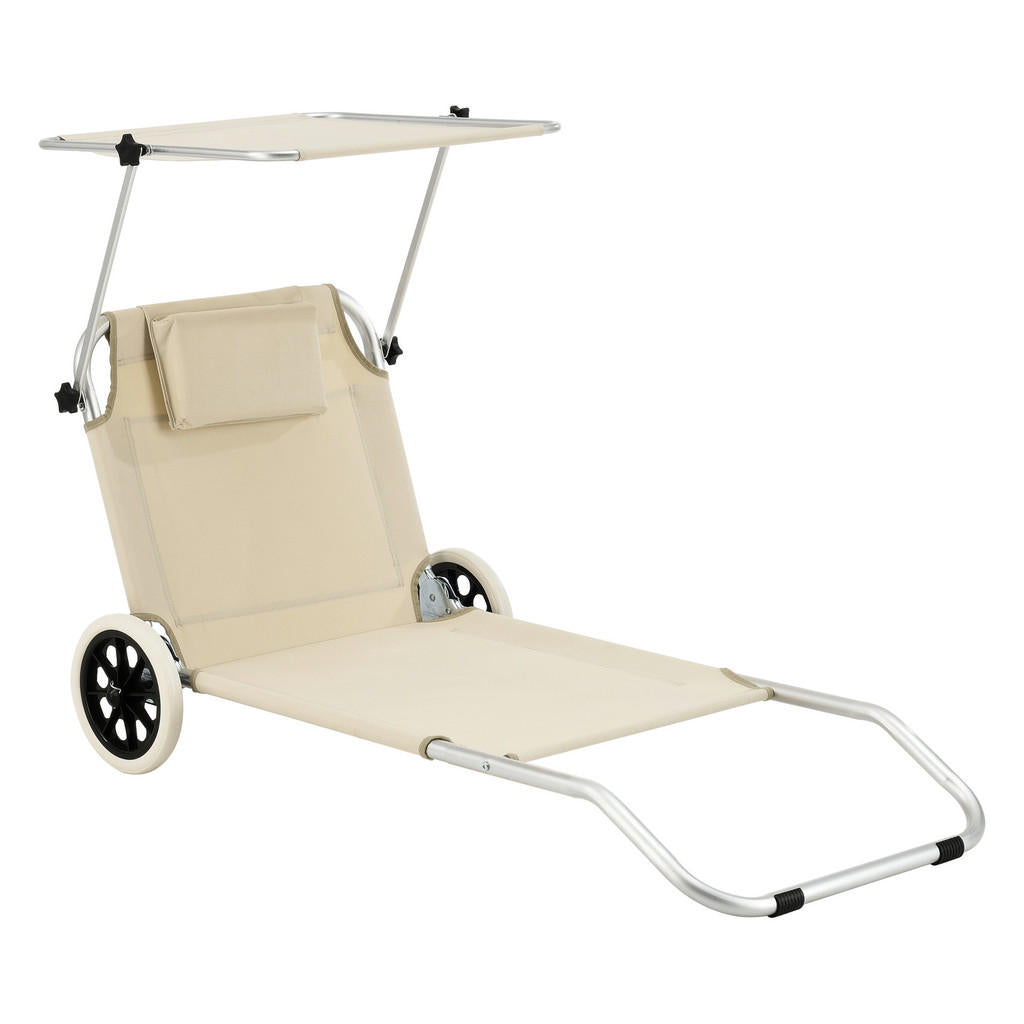 [en.casa] Sonnenliege, Beige, Metall, 150x60x52.5 cm, G