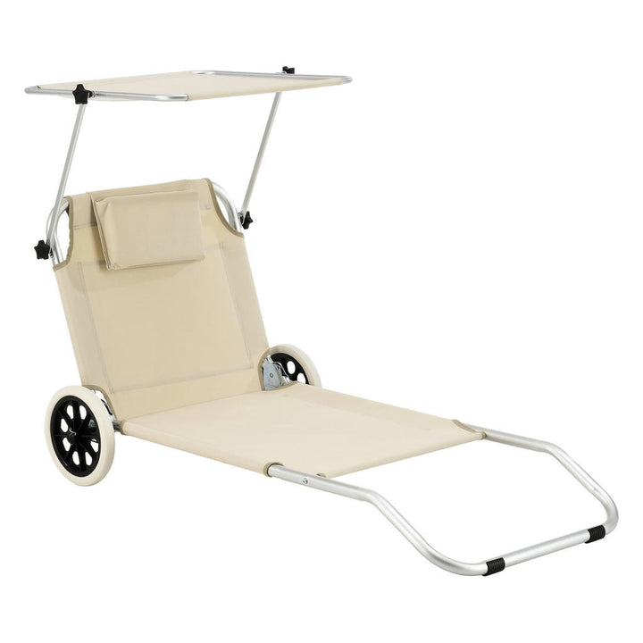 [en.casa] Sonnenliege, Beige, Metall, 150x60x52.5 cm, G