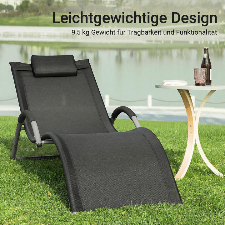 SoBuy Sonnenliege, Schwarz, Metall, 63x67x172 cm, Garte