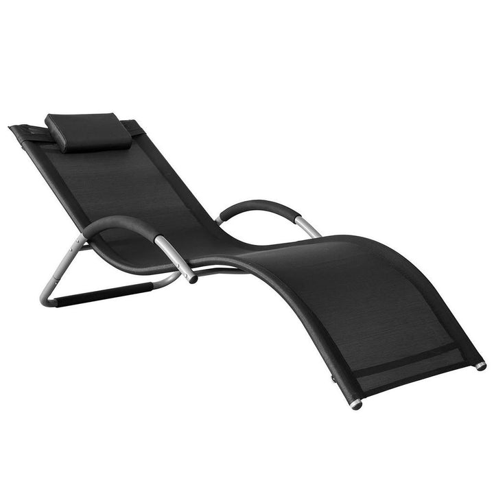 SoBuy Sonnenliege, Schwarz, Metall, 63x67x172 cm, Garte