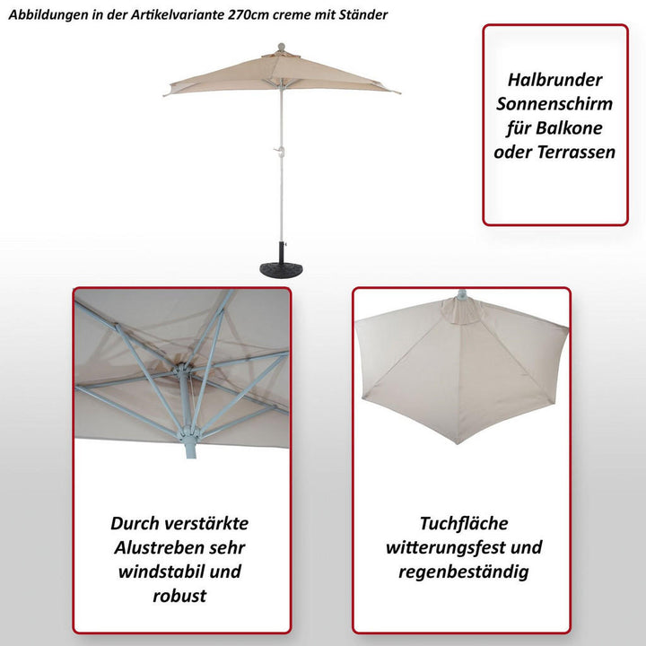 MCW Sonnenschirm, Anthrazit, Textil, 260x135 cm, Sonnen