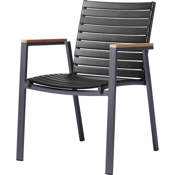 Gardenson Stapelstuhl, Anthrazit, Schwarz, Teak, Kunsts