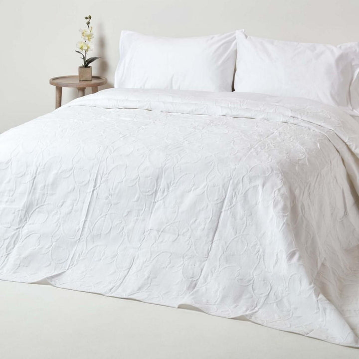 Homescapes Tagesdecke, Weiß, Textil, Floral, Quadratisc