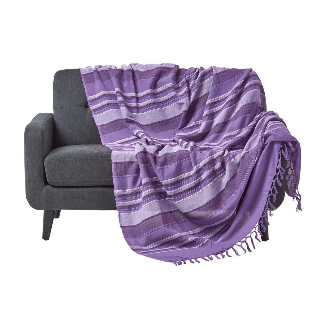 Homescapes Tagesdecke, Violett, Textil, Gestreift, Rech