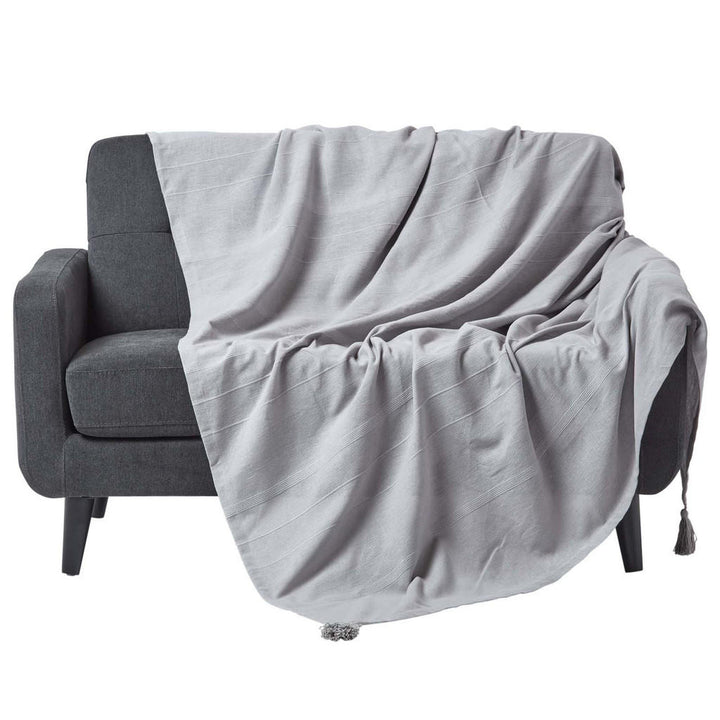 Homescapes Tagesdecke, Hellgrau, Textil, Uni, Rechtecki