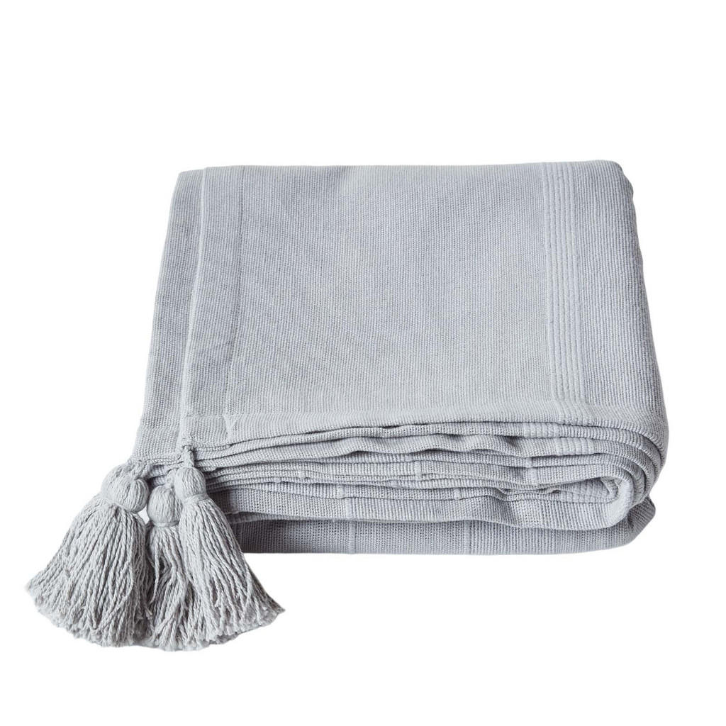 Homescapes Tagesdecke, Hellgrau, Textil, Uni, Rechtecki