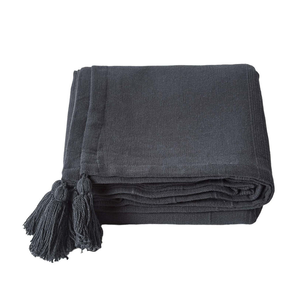 Homescapes Tagesdecke, Schwarz, Textil, Uni, Rechteckig