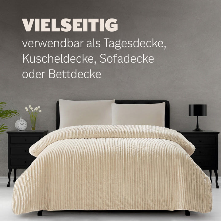 Tagesdecke, Creme, Textil, Füllung: Polyester, 220x200