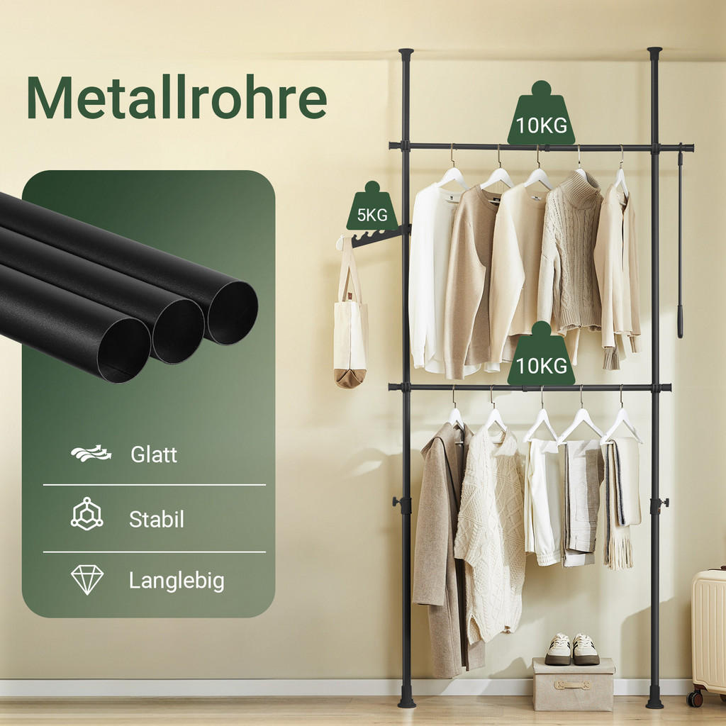 SoBuy Teleskop, Schwarz, Kunststoff, 126x295x1 cm, Gard