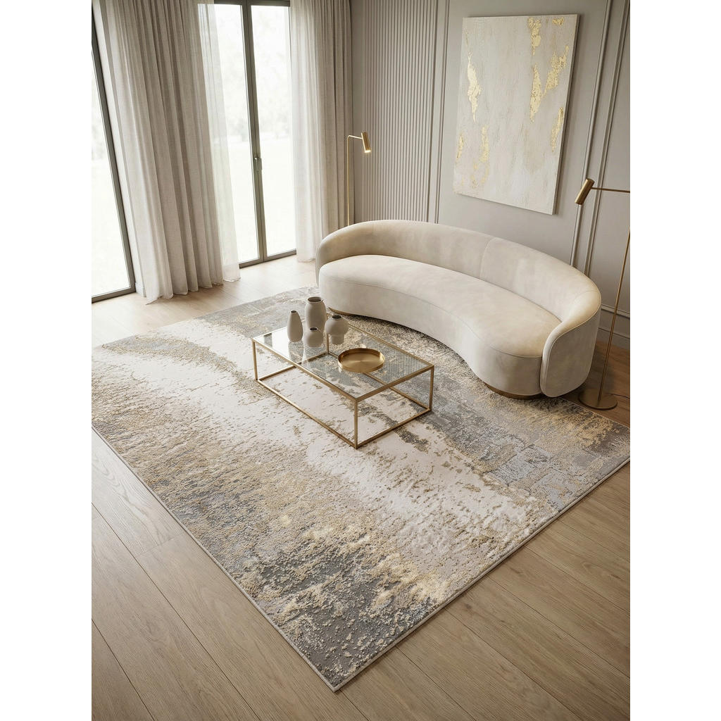 Kadima Design Teppich, Silber, Textil, Abstrakt, Rechte