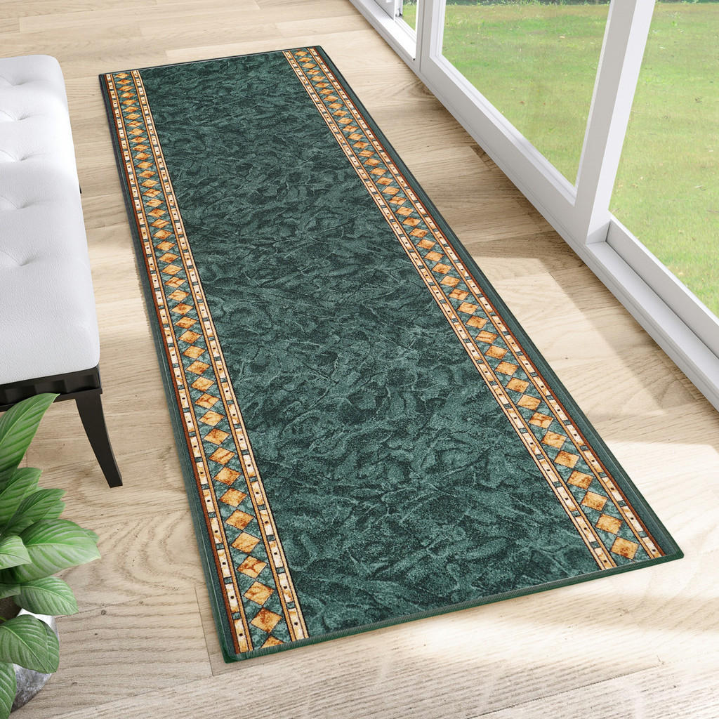 Tapiso Teppichläufer, Dunkelgrün, Textil, Ethno, Rechte