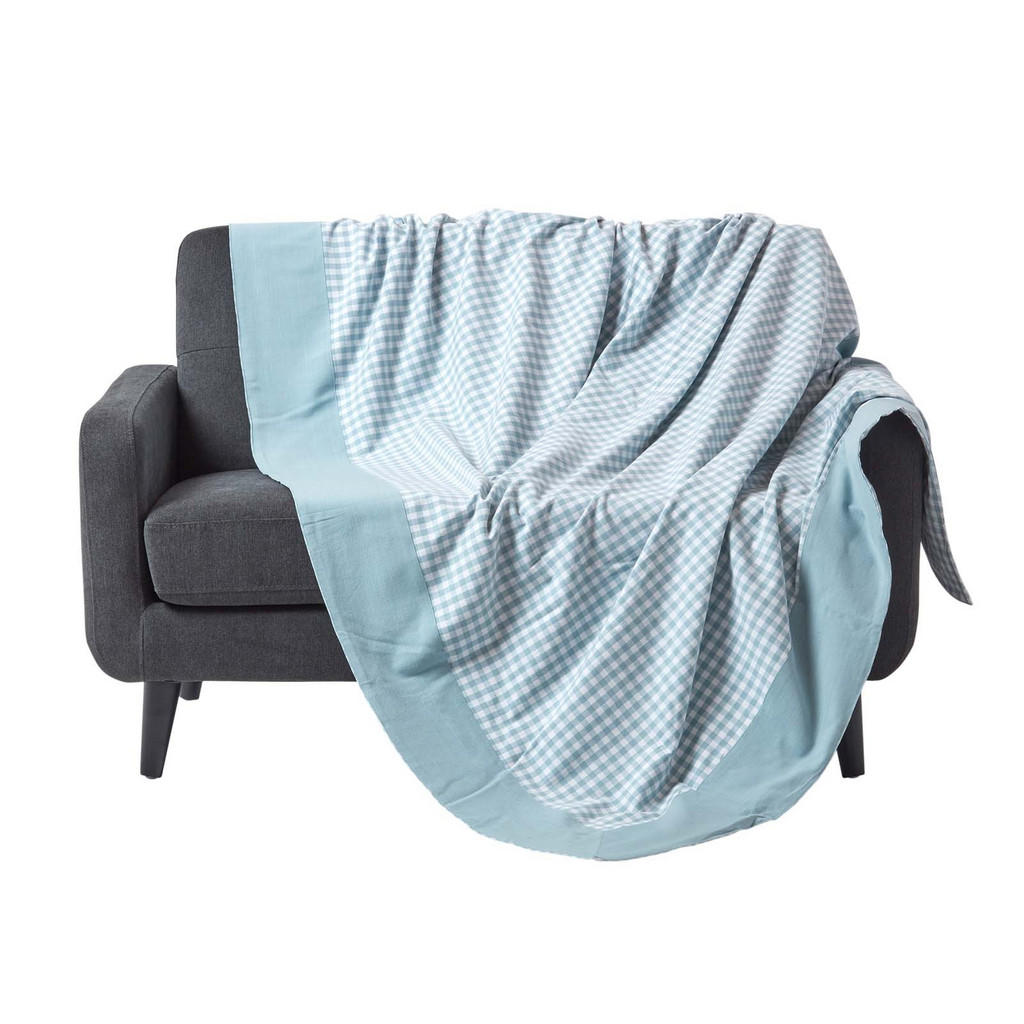 Homescapes Überwurf, Blau, Textil, Kariert, Rechteckig,