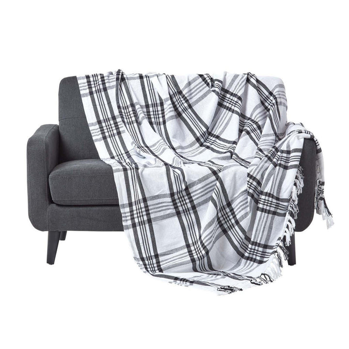 Homescapes Überwurf, Weiß, Textil, Kariert, Rechteckig,