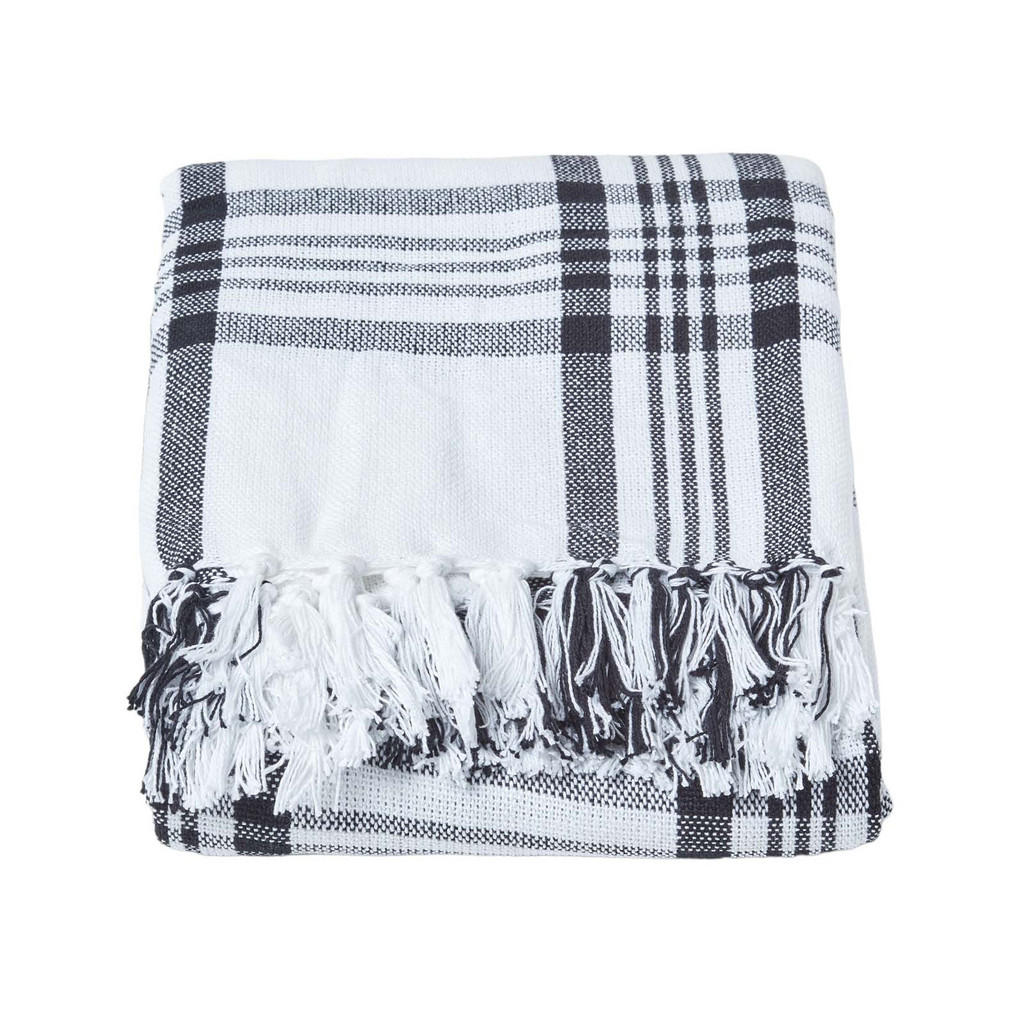 Homescapes Überwurf, Weiß, Textil, Kariert, Rechteckig,