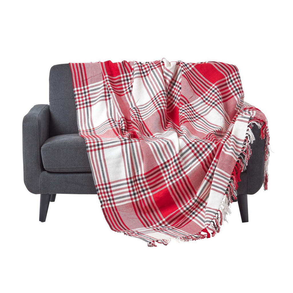 Homescapes Überwurf, Rot, Textil, Kariert, Rechteckig,