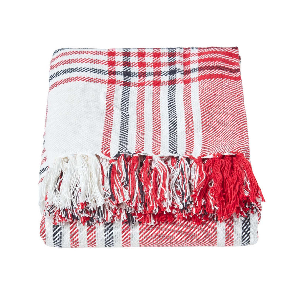 Homescapes Überwurf, Rot, Textil, Kariert, Rechteckig,
