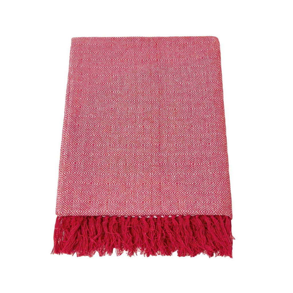 Homescapes Überwurf, Rot, Textil, Rauten, Rechteckig, 2