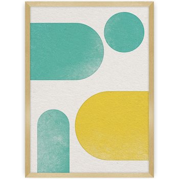 poster abstract shapes i, 50 x70 cm, ramka: złota