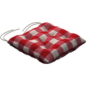 stuhlkissen thomas mit bindeschnur, ecru-rot kariert, 38 x 38 x 8 cm, quadro (136-18)