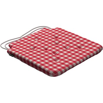 stuhlkissen christoph mit bindeschnur, rot-ecru, 42 x 41 x 3,5 cm, quadro (136-16)