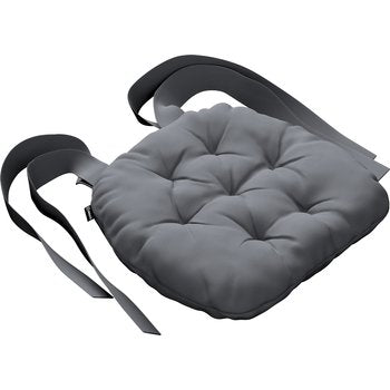 stuhlkissen martin mit schleifen, grau, 40 x 37 x 8 cm, cotton panama (702-46)