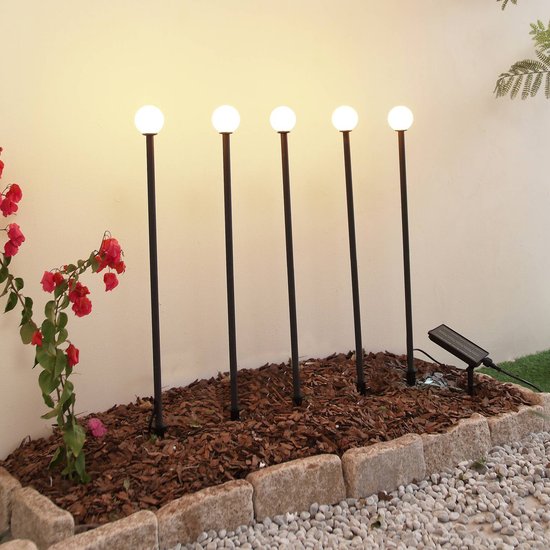 Lindby LED-Solarleuchte Freydis, 5er-Set, schwarz, 2.000 K