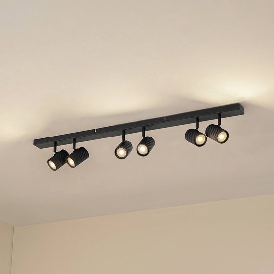 Lindby Deckenstrahler Kardis, dunkelgrau, 6-fl, Metall, GU10