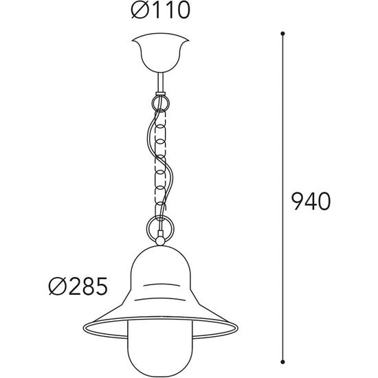 Außenhängelampe Campanula 2094, Messing antik, Ø 29 cm, IP44