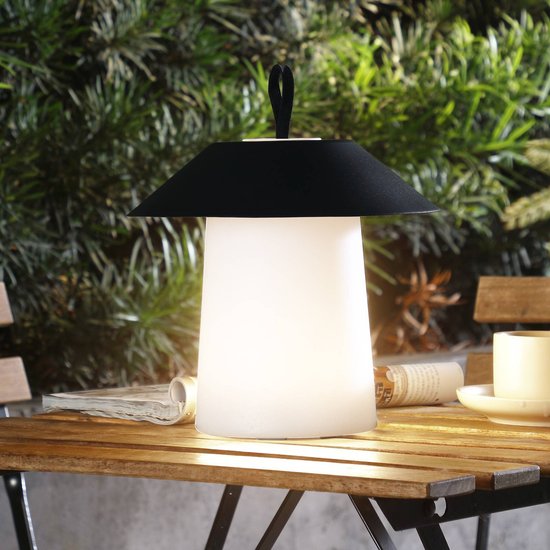 Lindby LED-Akkutischleuchte Kalina, schwarz/weiß, IP44