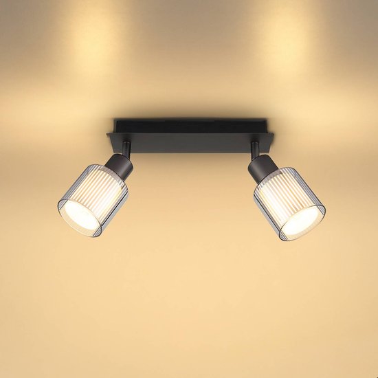 Deckenstrahler Villegas, schwarz/grau, Glas, 28 cm lang, E14