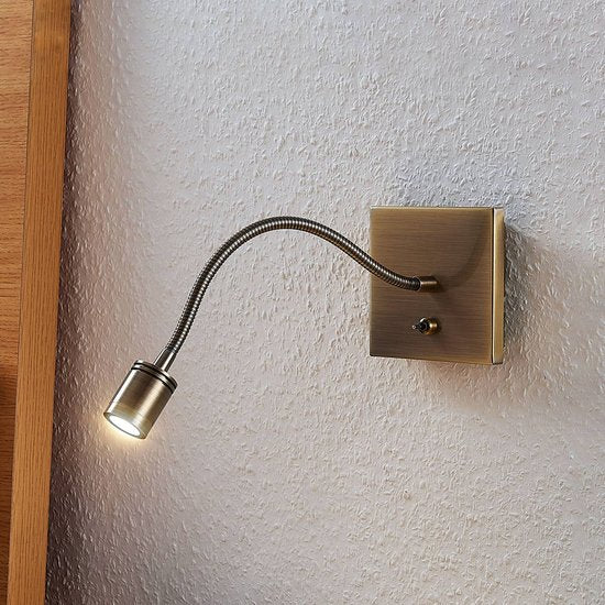 Lindby LED-Wandlampe Mayar, messing, Metall, Leselampe, 11cm