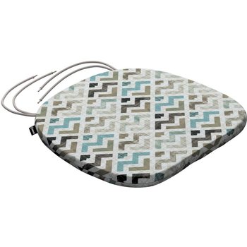 stuhlkissen marcus mit bindeschnur, blau-beige, 40 x 37 x 2,5 cm, modern (141-93)