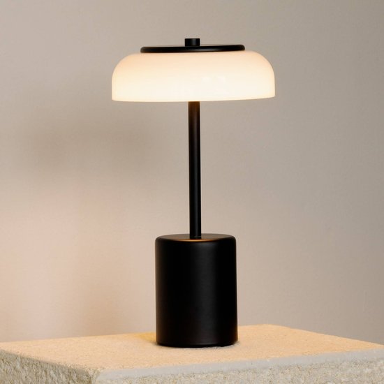 Nuura LED-Akku-Tischlampe Blossi, Höhe 26 cm, schwarz/opal