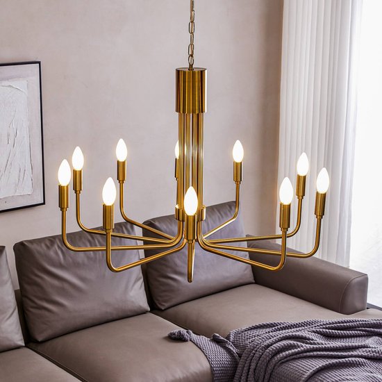 Lindby Kronleuchter Elanova, messing, 10-flg., Ø 80 cm, E14